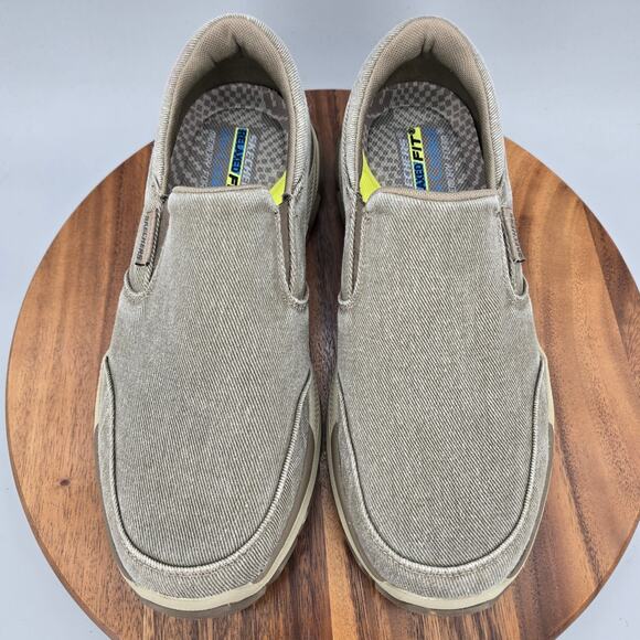 Skechers Shoes Mens 11.5 Taupe Canvas Slip On Comfort Relaxed Fit Casual Sneaker main image 8